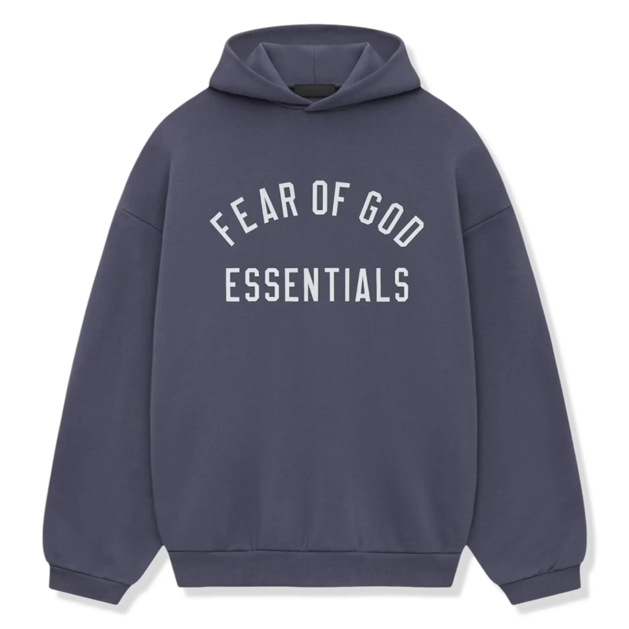 Front View of Fear Of God Essentials Fleece Marine Hoodie (FW24) 192HO246254F